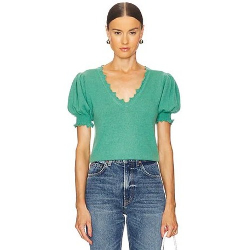 Ulla Johnson 100% Cashmere Polline Top in Aegean Size Petite